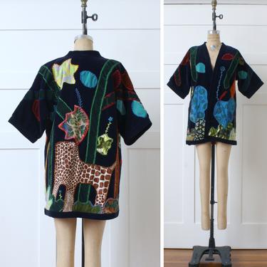 vintage 1970s patchwork jacket • one of a kind boho appliqué coat • velveteen kimono jacket 