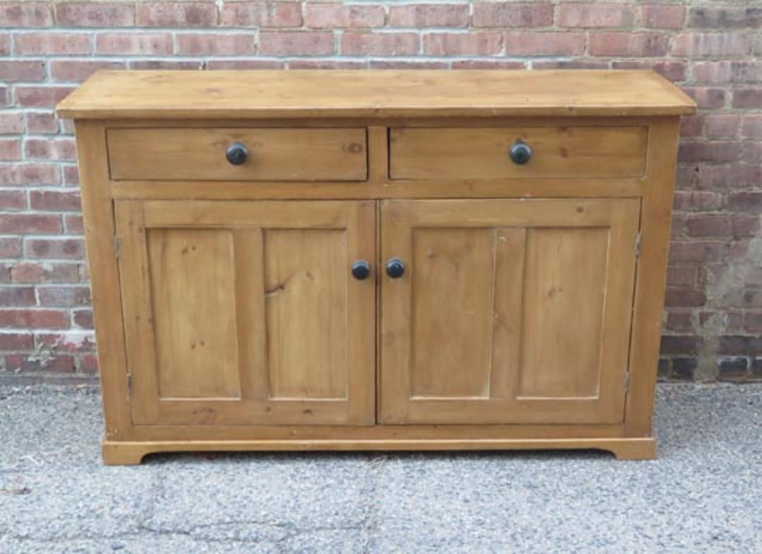 antique English Pine 2 Drawer 2 Door Sideboard European Country