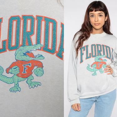 90s Florida Gators Sweatshirt -- University Shirt 80s Graphic Retro College Grey Pullover Jumper Crewneck Vintage Medium Large 