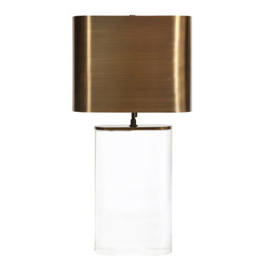 Karl Springer Table Lamp in Solid Lucite with Bronze Shade 1970s