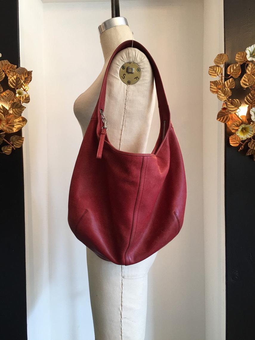 1990s coach bag, designer bag, wine red leather, vintage 90s