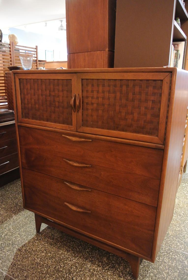 Midcentury Modern Tallboy Dresser With Four Drawers And Upper
