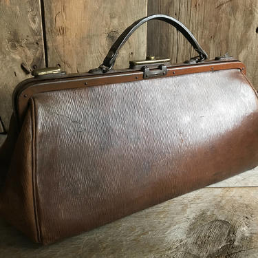 French Leather Gladstone Doctors Bag Woody Brown, Travel | Jan's Vintage Stuff - Chicago, IL