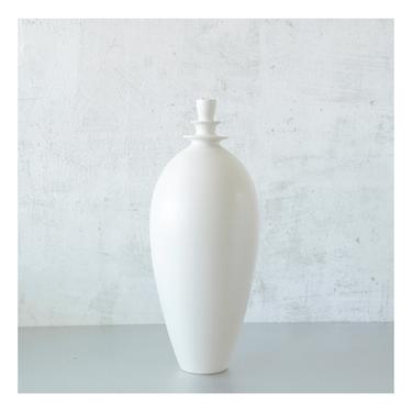 SHIPS NOW- 14&amp;quot; tall double flanged stoneware vase in clean white matte glaze by sarapaloma. sculptural minimal stoneware handmade ceramics 