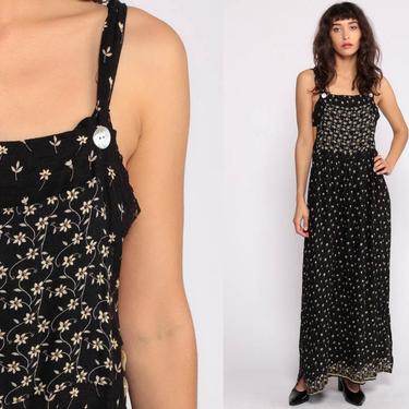 Floral Overall Dress 90s GRUNGE Jumper Maxi Dress | Shop Exile - Tucson, AZ 