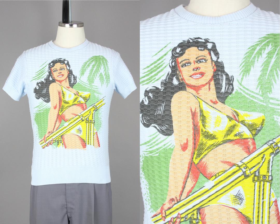 Groovin High · 1940s Style Pin Up Girl Summer Knit Shirt