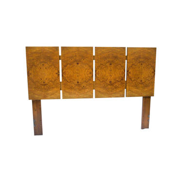 Milo Baughman for Lane Olivewood Burl Queen Headboard 