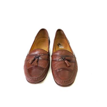 Moreschi Shoes Genuine Crocodile Men's 11.5 Brown Tassel Loafer Leather Slip On 