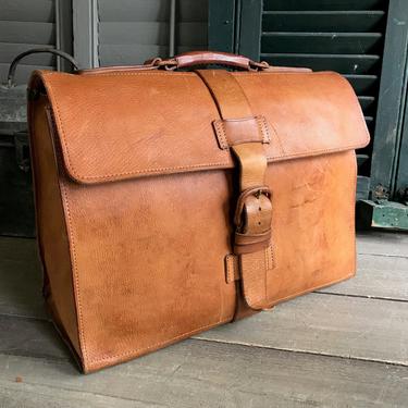 Leather Briefcase Satchel Bag, Attache, Mid Century, Handcrafted England 