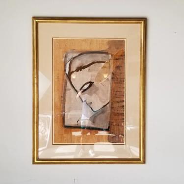 Late 20th Century Abstract Figurative Painting, Framed. 