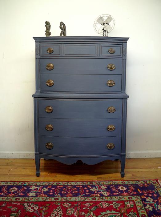 Antique Dresser Vintage Dresser Navy Blue Dresser Federal Style