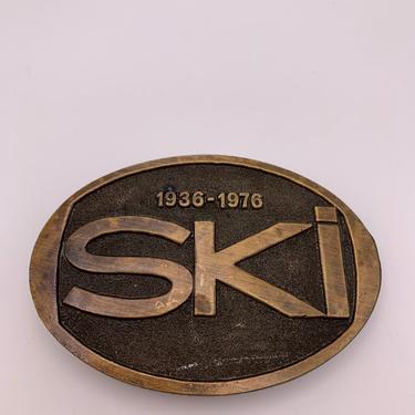 1970s Vintage Brass SKI Belt Buckle 