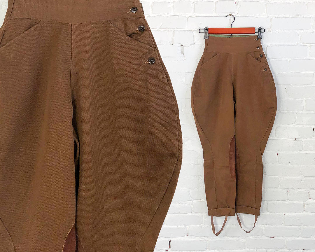 1940s Brown Jodhpurs Pants | 40s Brown Gabardine Riding Pants | X ...