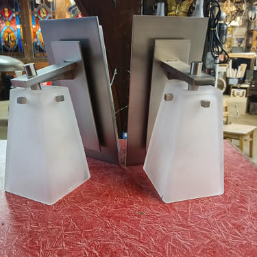 A pair of frosted glass sconces 5"×10 1/2"