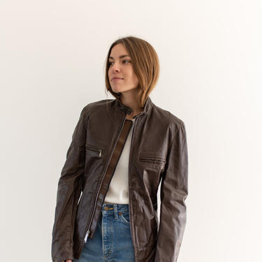 Vintage Dark Brown Leather Motorcycle Jacket | Brooks Sportswear