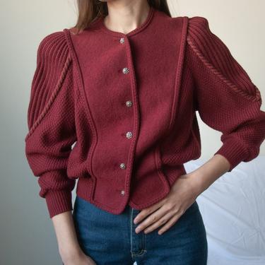 6581t / boiled wool puff sleeve cardigan sweater / s / m 