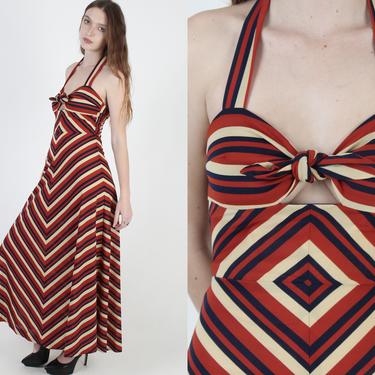Vintage 70s Diamond Striped Disco Dress / Sexy Cut | American Archive - San  Diego, CA