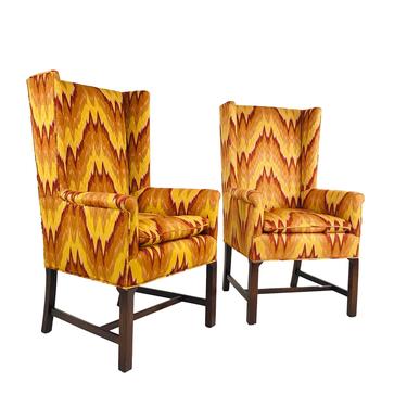 #6054 Pair of Flame Stitch High Back Chairs