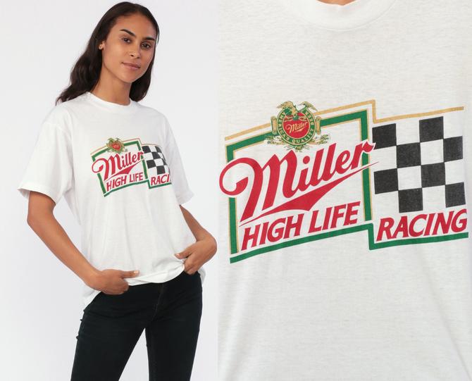 Miller High Life Logo White and Red Ringer Tee Shirt