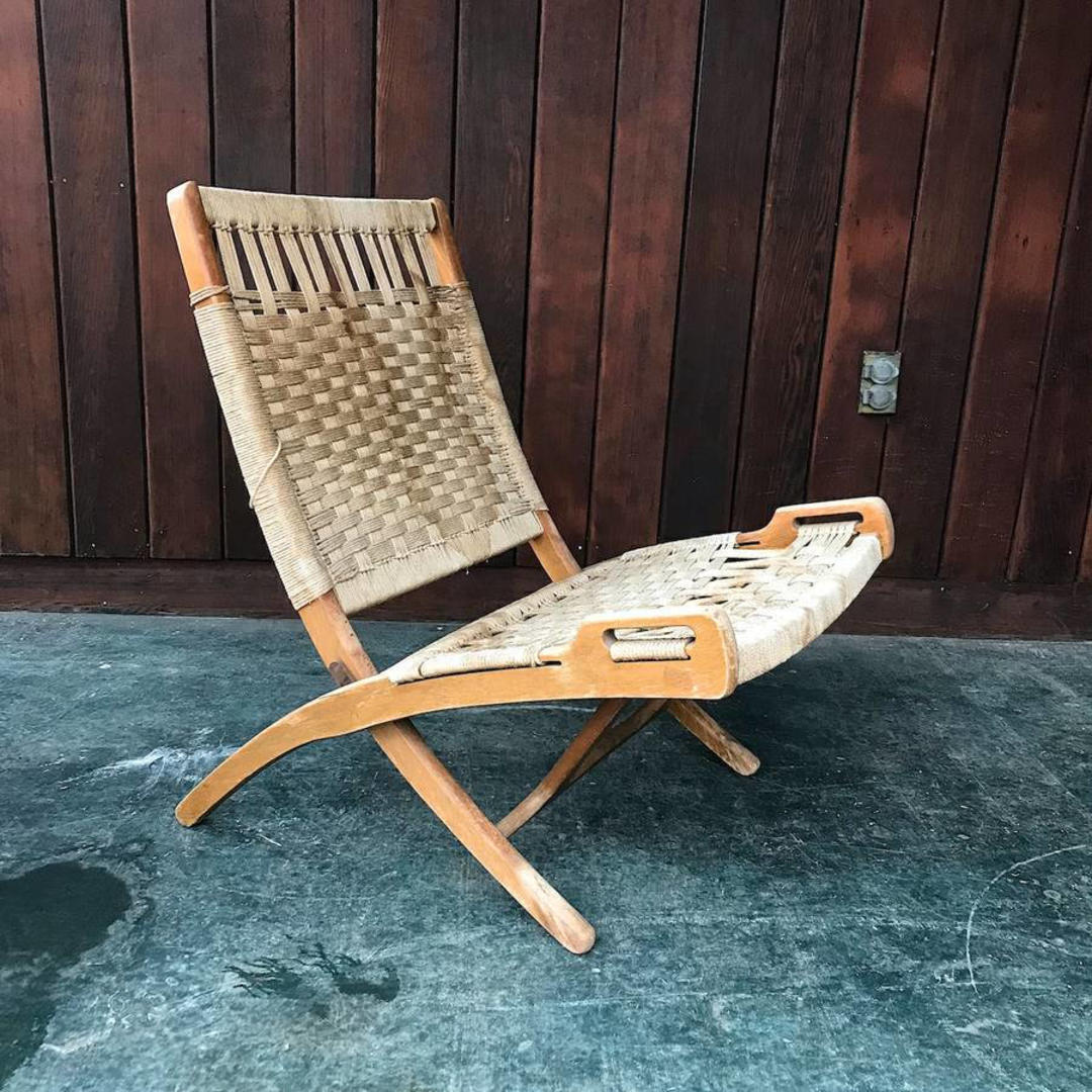 Vintage Rope Chair Danish Folding Lounge Mid-Century Wegner style Mid ...