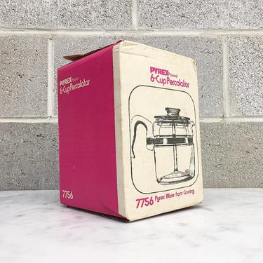 Vintage Percolator Retro 1960s Pyrex Ware + Corning + 6 Cup + 7756 + Coffee Maker + Flameware + Unopened Original Box + MCM + Kitchen Decor 