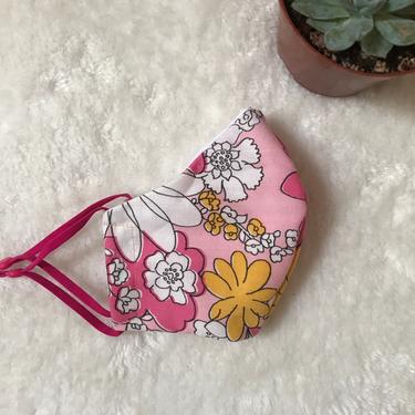 pink flower power face mask 