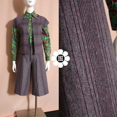 Chic Vintage 70s Heathered Purple 2-Piece Shorts Vest Set 