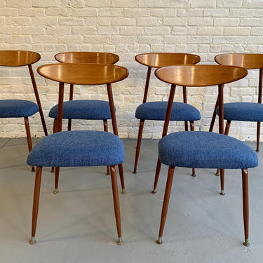 Mid Century MODERN WOOD + Metal DINING Chairs, Set/6 