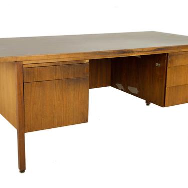 Jens Risom Style Mid Century Walnut and Laminate Executive Desk - mcm 