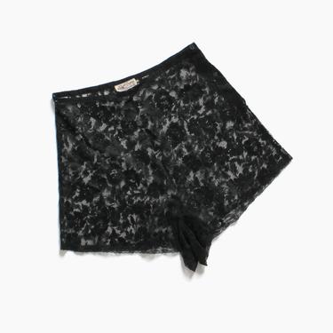Vintage 40s Lace Tap Shorts / 1940s Sheer Black Lacy Panties 