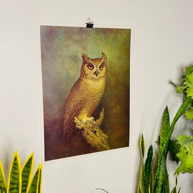 MCM 1977 The Owl By Rippel Art Image Inc Lithograph No 261, Mid Century Lithograph, Rippel Litho, Brutalist Art, Mid Century Art Painting 