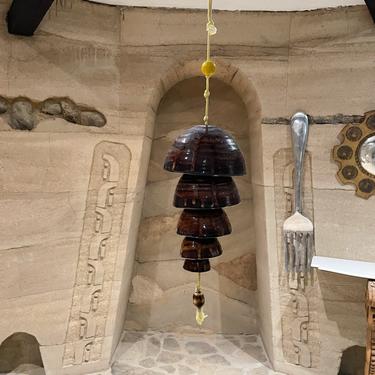 Stunning Ceramic Pottery Sculptural Drip Glazed Wind Chime Bell 1970s 