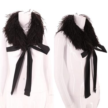 20s black maribou feather scarf  / vintage 1920s flapper deco era collar antique 