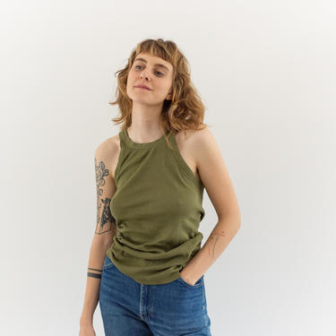 Vintage Olive Green Tank Top | Army Military 40s WW2 Undershirt | S | TGR015 | 
