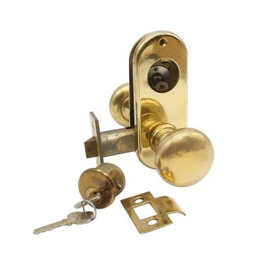 Olde New Corbin Polished Brass Cylinder Door Lock Set
