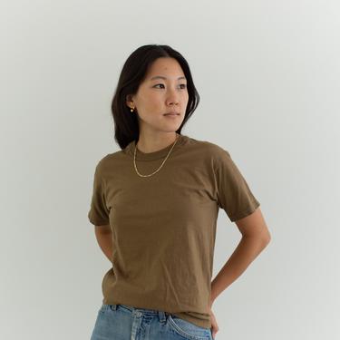 Vintage Army Brown T-Shirt | Cotton Crewneck Tee | Made in USA | XS | 