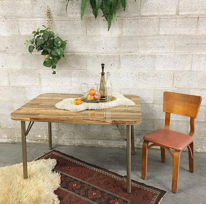 Local Pickup Only Vintage Kitchen Table Retro 1970s Wood Grain Rectangular Top And Metal Legs Dining Table With Extendable Leaf By Retrospectvintage215 From Retrospect Vintage Of Philadelphia Pa Attic