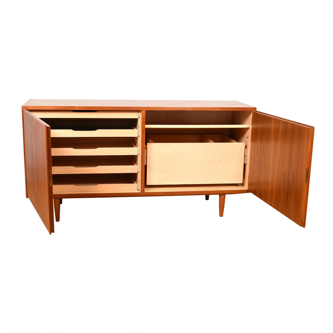 Danish Teak Locking Door Sideboard Office Storage Modern