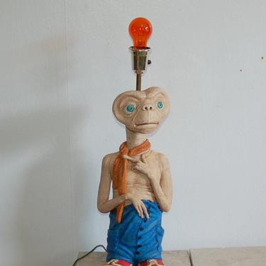 Vintage 1980's E.T. Extra Terrestrial Character Table Lamp ~ Red Tennis Shoes Wearing  E.T. Extra Terrestrial Character Table Lamp ~ VG 