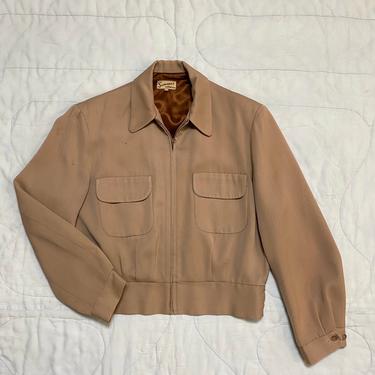 Vintage 1950s Gabardine Jacket 50s Flap Pocket Ricky Jacket 