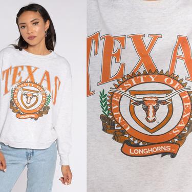 University of Texas Sweatshirt 90s Longhorns Sweatshirt Nutmeg Mills College Sports  Shirt Jumper 1990s Sportswear Vintage Large L 