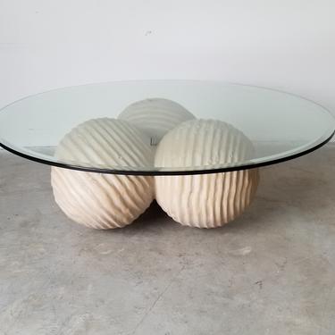 1980s Postmodern Spherical Round Coffee Table. 