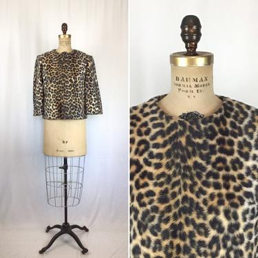 Vintage 50s top | Vintage faux leopard print jacket | 1950s Rhapsody animal print shirt 