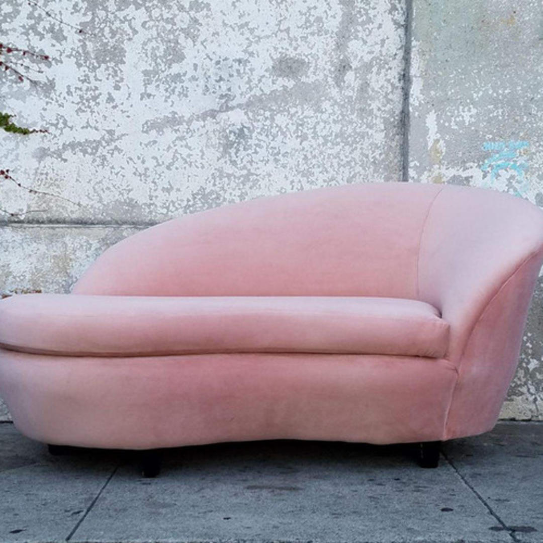 Pink velvet chaise lounge Sunbeam Vintage Highland Park Los