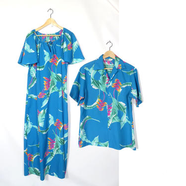 Vintage 70s/80s His And Hers Matching Hawaiian Set Hilo Hattie Made In Hawaii Size M 