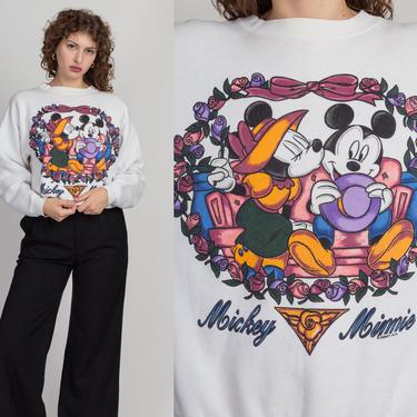90s Mickey & Minnie Mouse Sweatshirt - Large | Vintage Jerry Leigh Graphic Disney Cartoon Pullover 