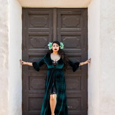 Emerald Velvet Peignoir Dressing Gown 