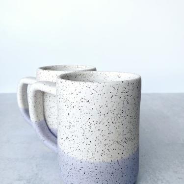Speckled White and lavender Simple Color Block Handmade Ceramics Cup 