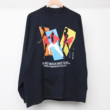 vintage ALVIN Ailey AMERICAN dance theater 1990 black mock neck thick t-shirt top African American dance NYC top -- size xl 