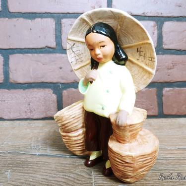 Mid Century Asian Planter 1940's McCarty Bros California Asian Woman Ceramic Planter 
